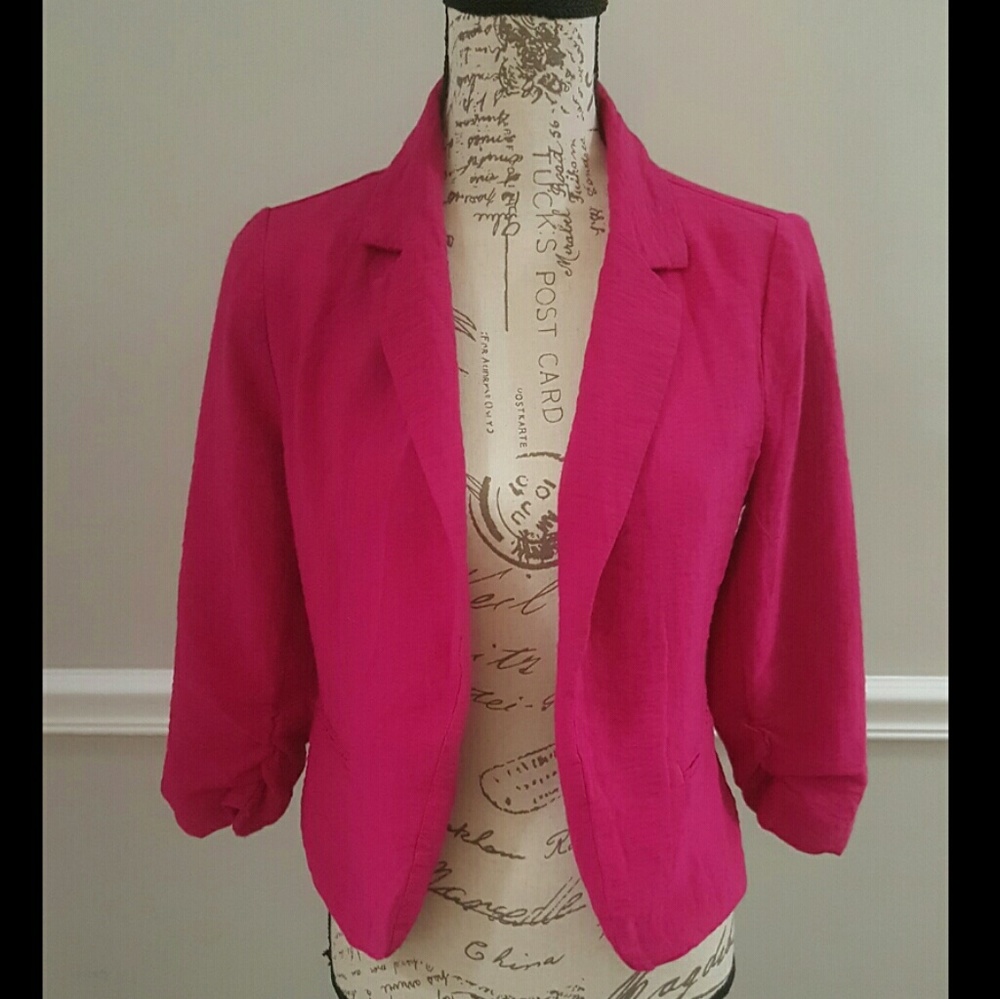 Candies Blazer Cardigan Jacket Dark Pink Sz Large